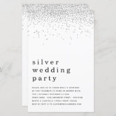 Budget Glitter Silver Wedding Party nodigt uit (Voorkant / Achterkant)