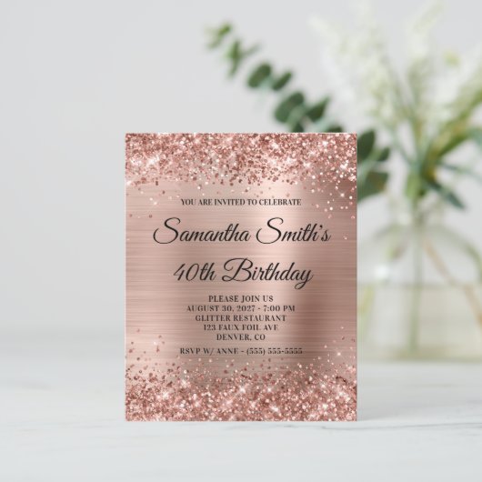 Budget Glitterende Roze Gouden Glam Verjaardagsuit (Staand voorkant)