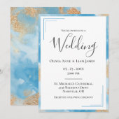 Budget Gold Abstract Modern Elegant Wedding Kaart (Voorkant / Achterkant)