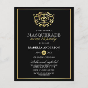 Budget Gold & Black Masquerade Sweet 16 Party