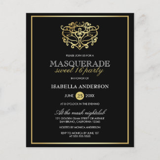 Budget Gold & Black Masquerade Sweet 16 Party