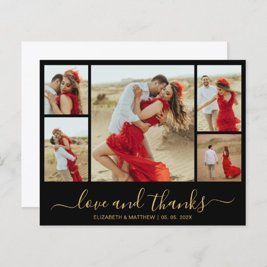 Budget Gold Black Photo Weddenschap Hartelijk dank (Voorkant / Achterkant)