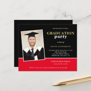 Budget Gold Black Red Photo Afstudeerder Party Inv