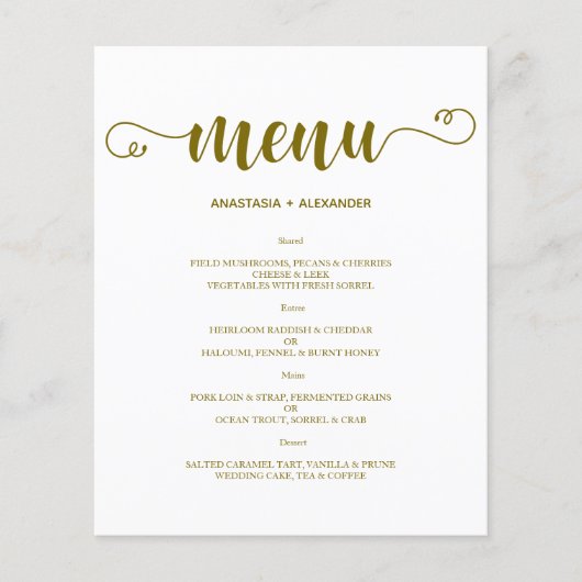 Budget Gold Classic WEDDING MENU. Flyer (Voorkant)