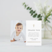 Budget Gold Cross foto doop bedankje (Staand voorkant)