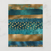 BUDGET Gold en blauwgroen strokes bruiloft uitnodi (Achterkant)