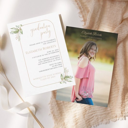 Budget Gold Eucalyptus Greenery Invitation du Grad