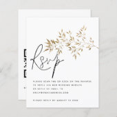 Budget Gold Feuilles QR Code Mariage RSVP Enclôtur (Devant / Derrière)