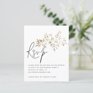 Budget Gold Feuilles QR Code Mariage RSVP Enclôtur
