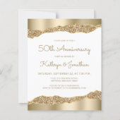 Budget Gold Foil Glitter 50th Anniversary Invite (Voorkant)