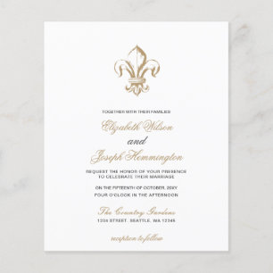 Budget Gold French Fleur de Lis Wedding Invitation