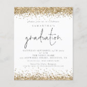 Budget Gold Glitter 2024 Afstuderen White Invite (Voorkant)