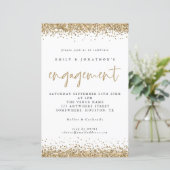 Budget Gold Glitter Borders Verloving Uitnodiging (Staand voorkant)