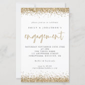 Budget Gold Glitter Borders Verloving Uitnodiging (Voorkant)