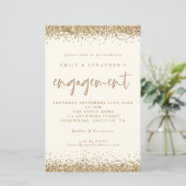 Budget Gold Glitter Cream Verloving Uitnodiging (Staand voorkant)