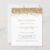 Budget Gold Glitter Evening Wedding Uitnodiging (Voorkant)