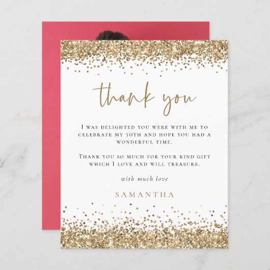 Budget Gold Glitter Foto 50ste Hartelijk dank (Voorkant / Achterkant)
