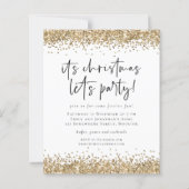 Budget Gold Glitter-kerstfeestfeest Uitnodiging (Voorkant)