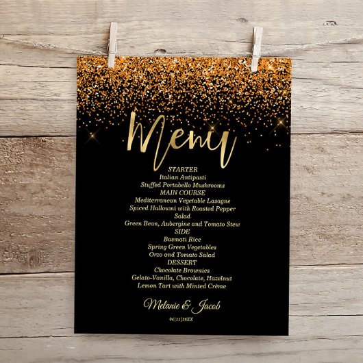 Budget Gold Glitter Luxury Flat Menu Kaart