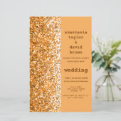 Budget Gold Glitter Moderne Wedding Uitnodiging (Staand voorkant)