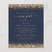 Budget Gold Glitter Navy Blue New Years Eve Party (Voorkant)