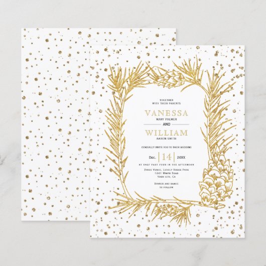 BUDGET Gold glitter pine bruiloft uitvinding (Voorkant / Achterkant)