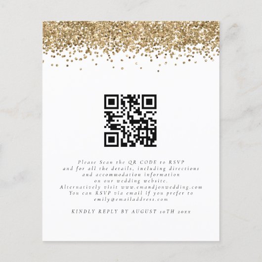 Budget Gold Glitter QR code Weddenschap (Achterkant)