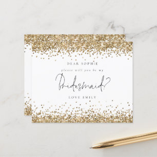 Budget Gold Glitter Script Bridesmaid Verzoek