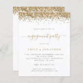 Budget Gold Glitter Script Engagement Party nodigt (Voorkant / Achterkant)