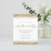 Budget Gold Glitter Script-kerstparty uitnodigen (Staand voorkant)