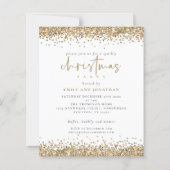 Budget Gold Glitter Script-kerstparty uitnodigen (Voorkant)