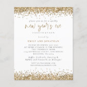 Budget Gold Glitter Script New Years Eve Uitnodigi (Voorkant)