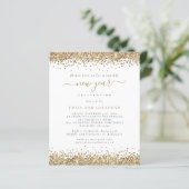 Budget Gold Glitter Script Nieuw jaar Eve Party (Staand voorkant)
