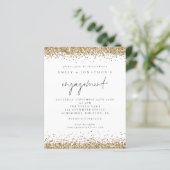 Budget Gold Glitter Script Verloving Invitation (Staand voorkant)