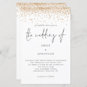 Budget Gold Glitter Script Weduwen Uitnodiging