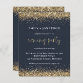 BUDGET Gold Glitter Wedding Evening Navy Blue (Voorkant / Achterkant)