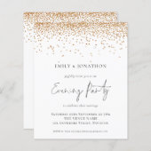 Budget Gold Glitter Wedding Evening Party Invite (Voorkant / Achterkant)
