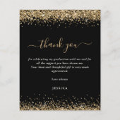 Budget Gold Glitter Zwart 2024 Afstuderen Bedankt (Voorkant)