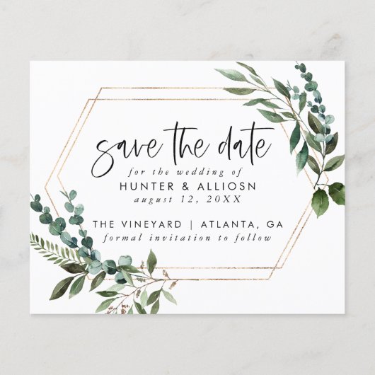 Budget Gold Lijst Floral Save the Date (Voorkant)