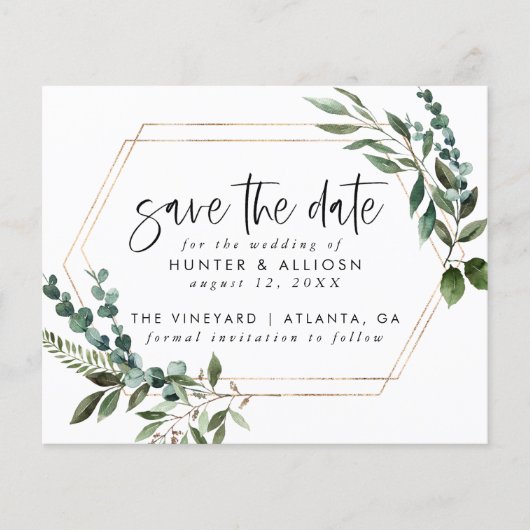 Budget Gold Lijst Floral Save the Date Flyer (Voorkant)