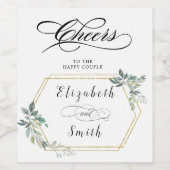 Budget Gold Lijst Flyer Rustic Foliage Wedding Wijn Etiket (Enkel label)