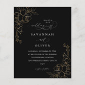Budget Gold Lined Floral Black Wedding (Voorkant)