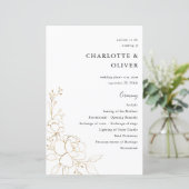 Budget Gold Lined Floral Wedding Programme MOYEN (Debout devant)