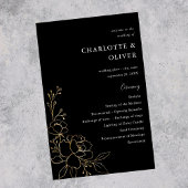 Budget Gold Lined Floral Wedding Programme MOYEN B