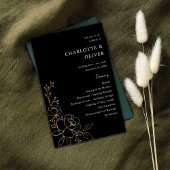 Budget Gold Lined Floral Wedding Programme MOYEN B