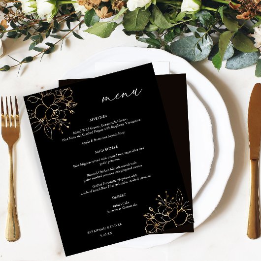 Budget Gold Lnd Floral Menu - Noir