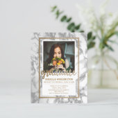 Budget Gold Marble Script Photo Graduparty (Staand voorkant)