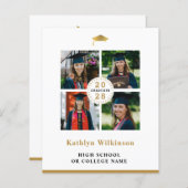 BUDGET Gold Moderne 4 Fotocollage uitnodiging (Voorkant / Achterkant)