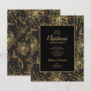 Budget Gold Poinsettias - kerstuitnodigingen