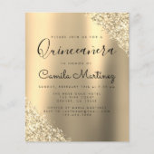 Budget Gold Quinceanera Glitter Party Flyer (Voorkant)